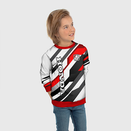 Детский свитшот Honda - red and white / 3D-Красный – фото 3