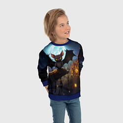 Свитшот детский Летучая мышка на фоне луны и замка, цвет: 3D-синий — фото 2