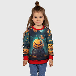 Свитшот детский Хэллоуинская тыква под луной, цвет: 3D-красный — фото 2