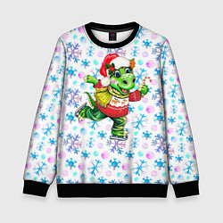 Свитшот детский Дракон и снежинки, цвет: 3D-черный