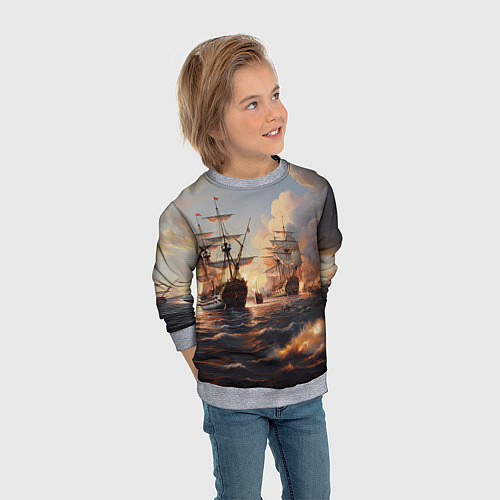 Детский свитшот Морское сражение / 3D-Меланж – фото 3