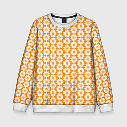 Свитшот детский Паттерн ромашки на оранжевом, цвет: 3D-белый