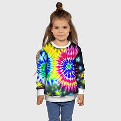 Свитшот детский Colorful floral composition - tie-dye, цвет: 3D-белый — фото 2
