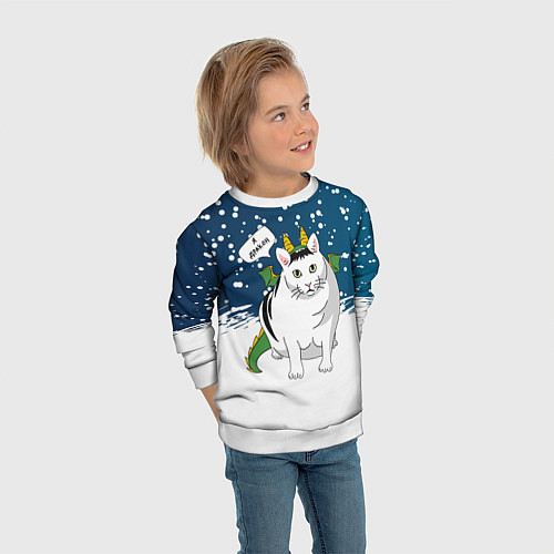 Детский свитшот Я дракон - кот / 3D-Белый – фото 3