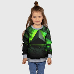 Свитшот детский Зеленые треугольники, цвет: 3D-меланж — фото 2