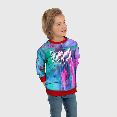 Детский свитшот Shurshun - tie-dye / 3D-Красный – фото 3