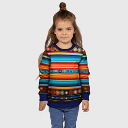 Свитшот детский Этнический узор в горизонтальную полоску, цвет: 3D-синий — фото 2