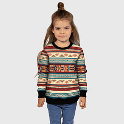 Свитшот детский Этнический паттерн в горизонтальную полоску, цвет: 3D-черный — фото 2
