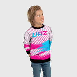 Свитшот детский UAZ neon gradient style посередине, цвет: 3D-черный — фото 2