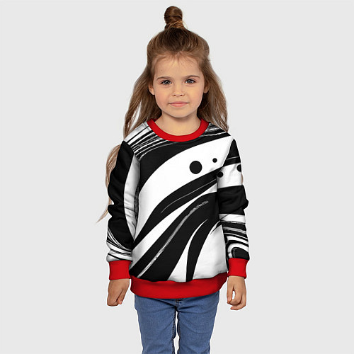 Детский свитшот Abstract black and white composition / 3D-Красный – фото 4