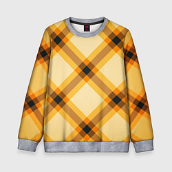 Свитшот детский Желтая шотландская клетка, цвет: 3D-меланж
