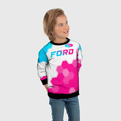 Свитшот детский Ford neon gradient style посередине, цвет: 3D-черный — фото 2