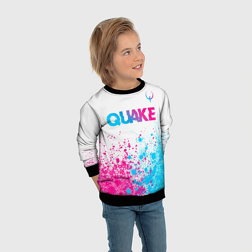 Детский свитшот Quake neon gradient style посередине / 3D-Черный – фото 3