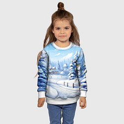 Свитшот детский Снежный зимний фон, цвет: 3D-белый — фото 2