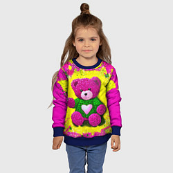 Свитшот детский Розовый мишка в вязаном свитере, цвет: 3D-синий — фото 2