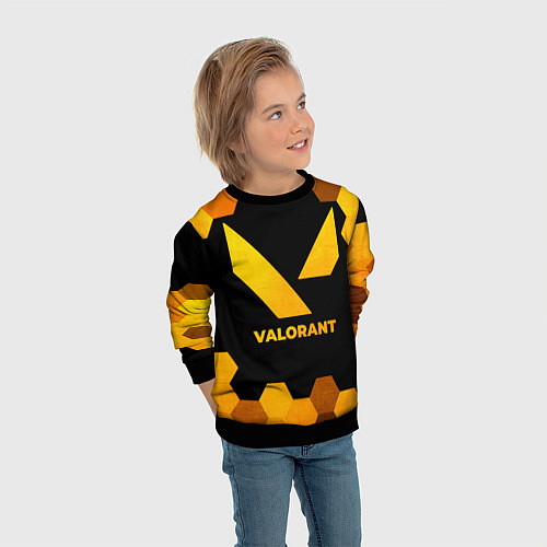Детский свитшот Valorant - gold gradient / 3D-Черный – фото 3