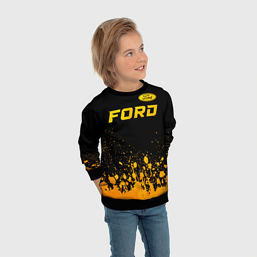 Детский свитшот Ford - gold gradient посередине / 3D-Черный – фото 3
