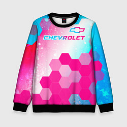 Свитшот детский Chevrolet neon gradient style посередине, цвет: 3D-черный