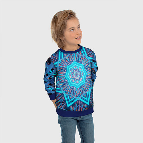 Детский свитшот Геометрический орнамент мандалы / 3D-Синий – фото 3