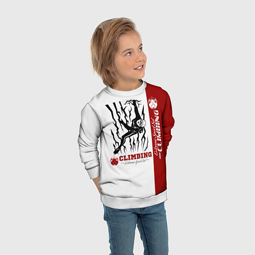 Детский свитшот Альпинист скалолаз / 3D-Белый – фото 3