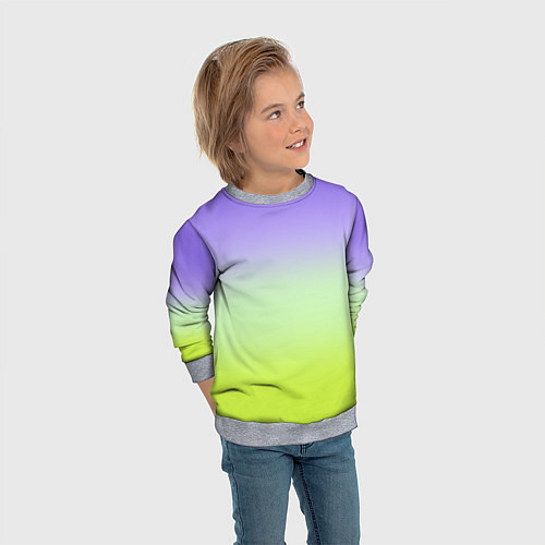 Детский свитшот Фиолетовый мятный и желто-зеленый градиент / 3D-Меланж – фото 3