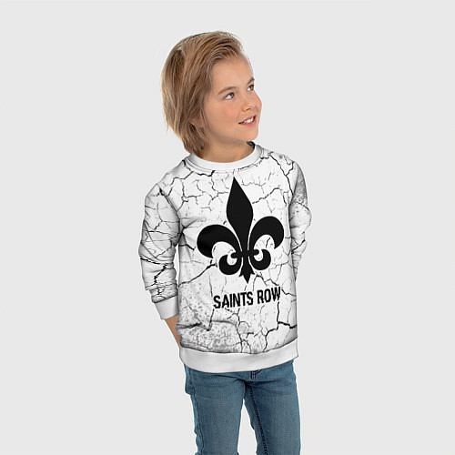 Детский свитшот Saints Row glitch на светлом фоне / 3D-Белый – фото 3