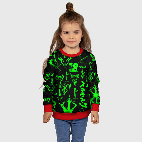 Детский свитшот Berserk neon green / 3D-Красный – фото 4