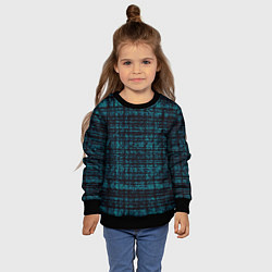 Свитшот детский Имитация ткани бирюзовый, цвет: 3D-черный — фото 2