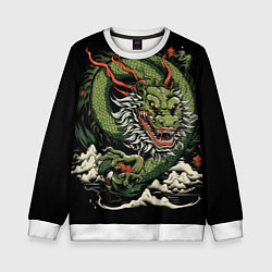 Свитшот детский Символ года зеленый дракон, цвет: 3D-белый
