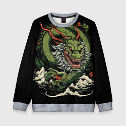 Свитшот детский Символ года зеленый дракон, цвет: 3D-меланж