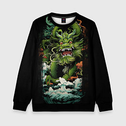 Свитшот детский Зеленый дракон символ года, цвет: 3D-черный