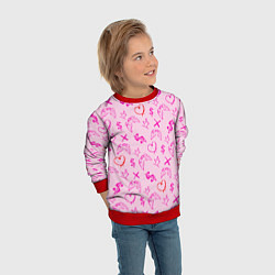 Свитшот детский Паттерн - розовые граффити, цвет: 3D-красный — фото 2