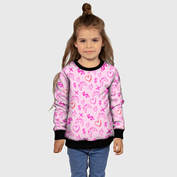 Свитшот детский Паттерн - розовые граффити, цвет: 3D-черный — фото 2