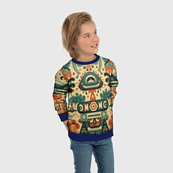 Свитшот детский Абстрактный узор в мексиканском фолк-арт стиле, цвет: 3D-синий — фото 2