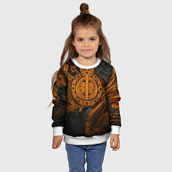 Свитшот детский Узор в скандинавском фолк-арт стиле, цвет: 3D-белый — фото 2