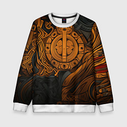 Свитшот детский Узор в скандинавском фолк-арт стиле, цвет: 3D-белый