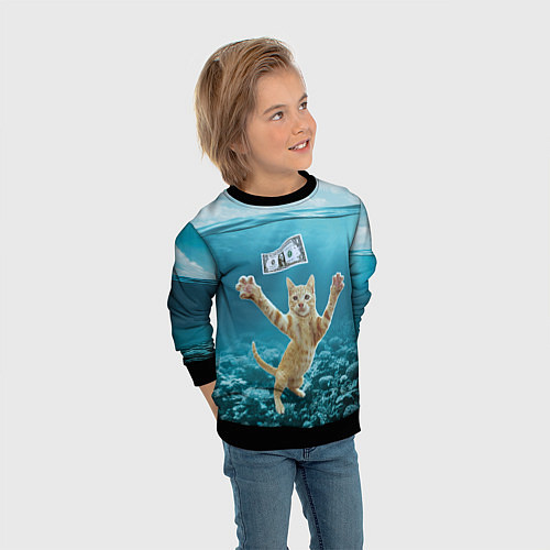 Детский свитшот Nirvana Cat / 3D-Черный – фото 3