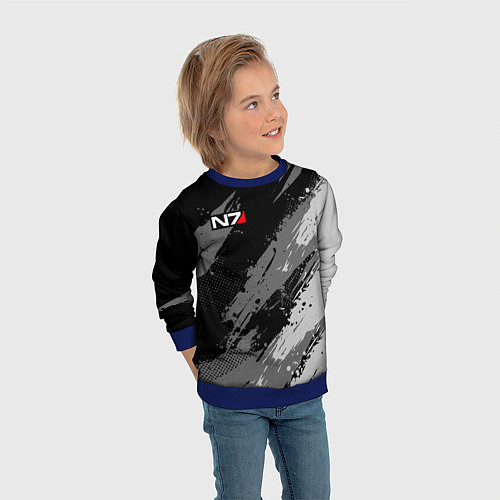 Детский свитшот N7 - mass effect monochrome / 3D-Синий – фото 3