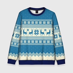 Свитшот детский Sweater with deer on a blue background, цвет: 3D-синий