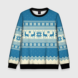 Свитшот детский Sweater with deer on a blue background, цвет: 3D-черный