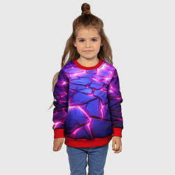 Свитшот детский Неоновые фиолетовые камни со свечением, цвет: 3D-красный — фото 2