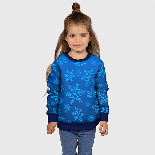 Детский свитшот Голубые снежинки / 3D-Синий – фото 4