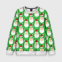 Свитшот детский Дед Мороз на зеленом фоне, цвет: 3D-белый