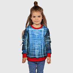 Свитшот детский Синие неоновые полосы киберпанк, цвет: 3D-красный — фото 2