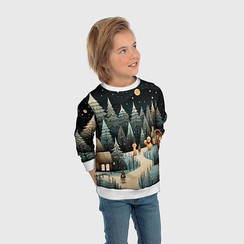 Детский свитшот Волшебная ночь в деревне / 3D-Белый – фото 3