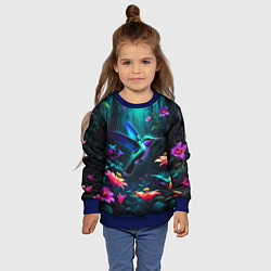 Свитшот детский Колибри в темном лесу, цвет: 3D-синий — фото 2