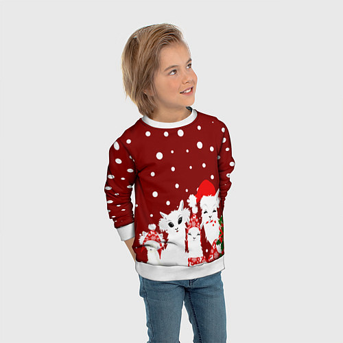 Детский свитшот Семья ламы / 3D-Белый – фото 3