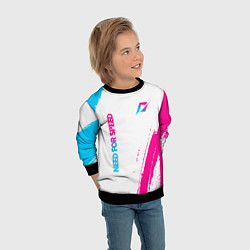 Свитшот детский Need for Speed neon gradient style вертикально, цвет: 3D-черный — фото 2