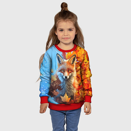 Детский свитшот Лиса осень-зима / 3D-Красный – фото 4