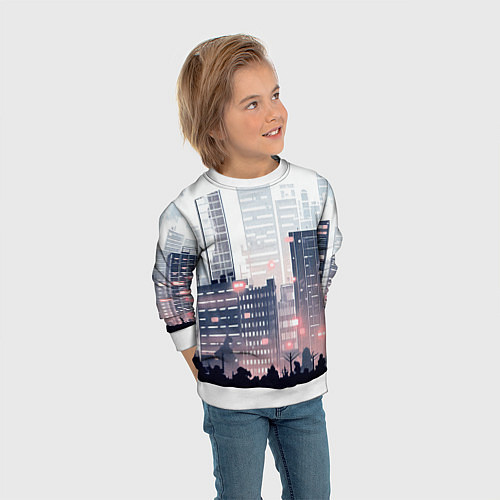 Детский свитшот Безмятежный город / 3D-Белый – фото 3